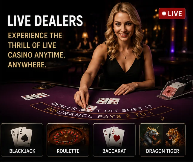 Live dealer stol u Vavada casinu, dijeljač drzi karte ispred kamere s profesionalnom rasvjetom studija